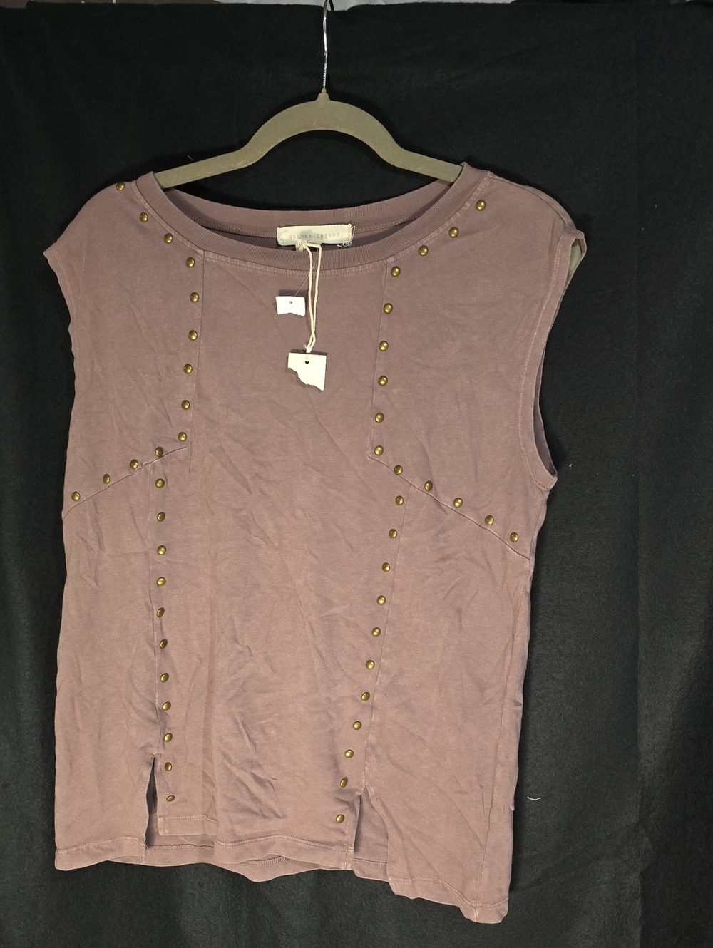 Gilded Intent Dusty Mauve Studded Sleeveless Tank